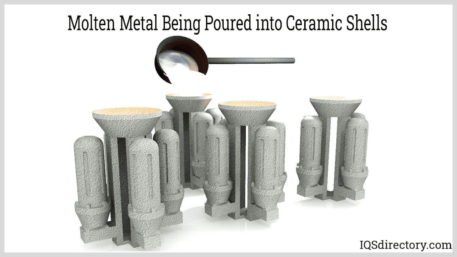 molten metal being poured into ceramic shells